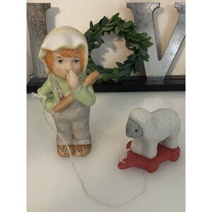 Vintage Silvestri Shepperd Boy w Lamb Figurine Shelf Display Figurine Fine China